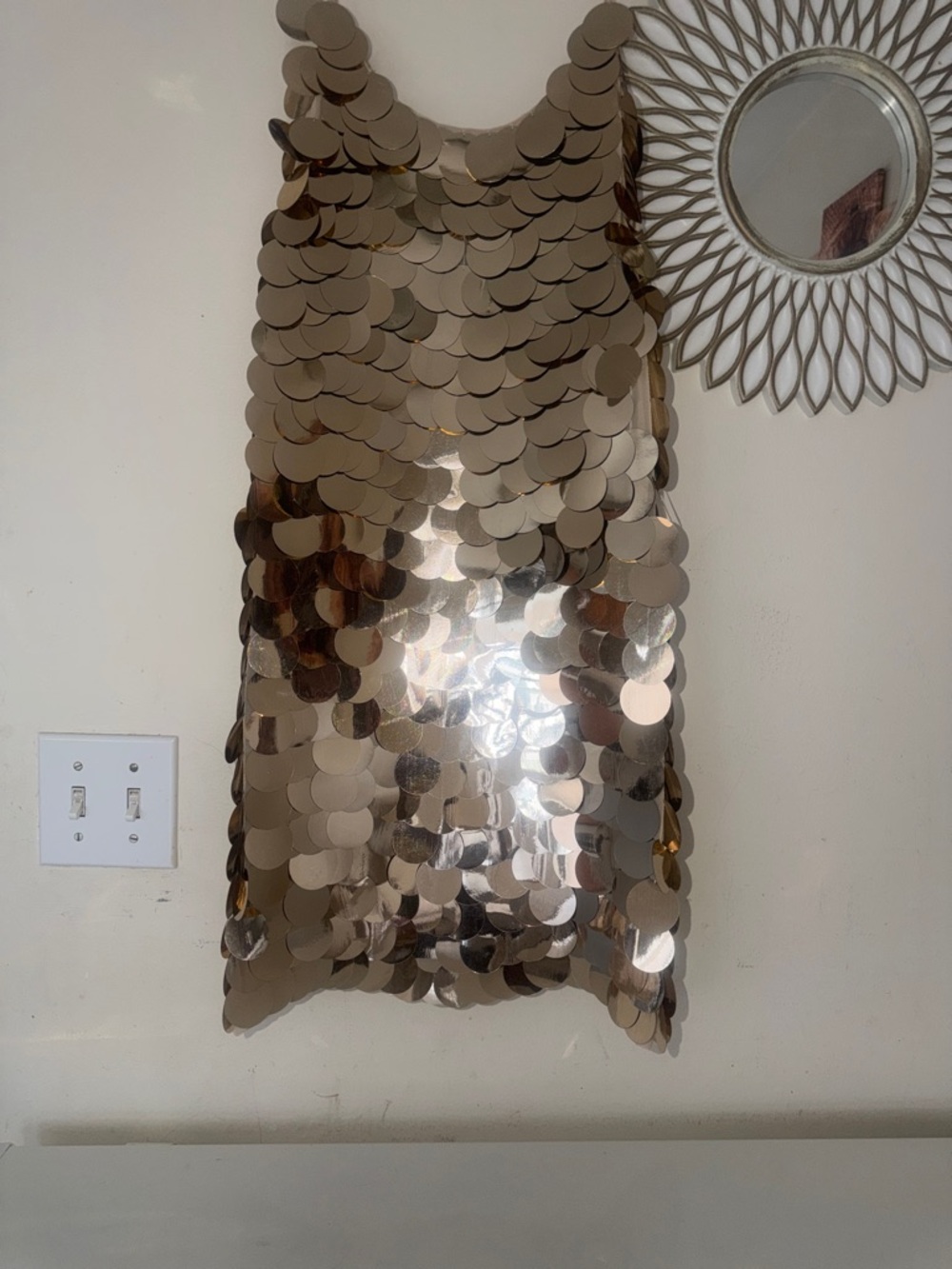 Alice + Olivia Metallic Gold Sequin Mini Dress